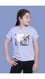 Toontoy Kids Toontoy Kız Çocuk Dijital Baskılı Tişört Gri Melanj