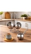 Oms 7032 Çelik Tombik 4lü Cezve Takımı Silver 200-300-450 Ml