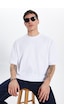 Tudors Unisex Oversize Geniş Kesim %100 Pamuk Yumuşak Dokulu Basic Bisiklet Yaka Beyaz Tişört-30842