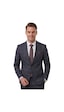 Deepsea Lacivert Kare Desenli Slim Fit Erkek Takım Elbise Çift Düğme Çift Yırtmaç 2 Li Takım 2601812