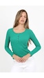 Hdm Kadın Yeşil Uzun Kollu Fitilli Patlı Düğmeli Basic Örme Bluz - H6162 YEŞİL