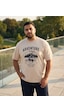 Büyük Beden Bisiklet Yaka Baskılı Erkek Tshirt Bej
