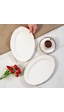 Porsima 4448 Tiffany Porselen Altın Fileli Kayık Tabak Seti - Oval Kahvaltılık Sunumluk Seti 25cm Beyaz