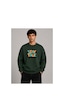 Herkesemoda Stay True Detaylı Bisiklet Yaka Şardonlu 2 İplik Sweatshirt Yeşil