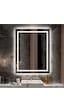 Nuun Dekor 80x60cm Beyaz Ledli Kumlamalı Banyo Aynası - Trafolu Beyaz
