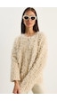 Shade Kadın Oversize Saçaklı Triko Hırka 9062 60283750 - Bej