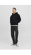 Jack & Jones Göğüs Baskılı Kapüşonlu Sweatshirt - Silverlake 12242470 Black Siyah