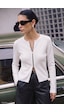 Sateen Kollları Fermuar Detaylı Hırka - Ekru-137854
