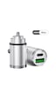 100w Mini Silver Çakmaklık Usb Type-c Soketli Araç İçi Süper Hızlı Şarj Adaptörü