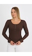 Hdm Kadın Kahverengi Uzun Kollu Fitilli Patlı Çıtçıtlı Basic Örme Bluz - H6172 Hdm Kadın Kahverengi Uzun Kollu Fitilli Patlı Çıtçıtlı Basic Örme Bluz - H6172