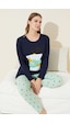 Siyah İnci Pamuklu Örme Pijama Takım 24240130 Lacivert
