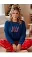 Siyah İnci Nakışlı Büyük Beden Polar Kışlık Örme Pijama Takım 25222581 Lacivert