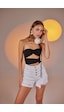 Holly Lolly Yırtık Detaylı Likralı Distressed Jean Şort Beyaz