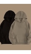 Blackjack Giyim Unisex Gri Siyah 2'li Kapüşonlu Oversize Sweatshirt Hoodie Siyah-bej Blackjack Giyim Unisex Gri Siyah 2'li Kapüşonlu Oversize Sweatshirt Hoodie Siyah-bej