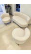 Azra Mobilya Sydney Çay Seti Koltuk Takımı Keten Kumaş 2+1+1 Ceviz Ayak Modern Salon & Ofis Takımı Krem Krem