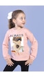 Toontoy Kids Toontoy Kız Çocuk Baskılı Kol Ucu Lastikli Tişört Somon