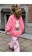 Monila Unisex Çocuk 3 İplik Kumaş Pamuklu Sırtı Kedi Baskılı Sweatshirt Pembe