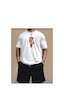 Medinenur Peluş Ayı Baskılı T-shirt Short Bol Paça Rahat Kalıp Siyah Alt Siyah Üst Short Takım Beyaz