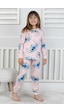 Sevimli Karakter Baskılı %100 Pamuklu Kız Çocuk Pijama Takımı - Pembe Penye Mevsimlik Takım Pembe