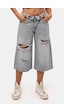 it's basic Kadın Kot Rengi 12s6-159 Straight Fit Maxi Bermuda Denim Şort Çok Renkli