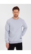 MMetalic Bisiklet Yaka Etiket Detayı İçi Pamuklu Erkek Sweatshirt Gri