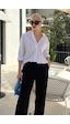 Madmext Beyaz Oversize Basic Cepli Poplin Gömlek Mg1530 Beyaz