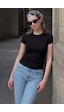 Siyah Basic Slim Fit Kadın Tişört Mg2818 Siyah Basic Slim Fit Kadın Tişört Mg2818