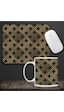 Kareli Kupa & Siyah-gold Renk Kareli Mouse Pad 23x19cm Fare Altlığı Kaydırmaz Taban De583 Ofis Hediy Mousepad