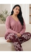 Siyah İnci Pamuklu Likralı Büyük Beden Battal Boy Örme Pijama Takım26240928 GÜL KURUSU