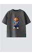 Monila Unisex Çocuk Pamuklu Demokratik Kongo Baskılı T-shirt Antrasit