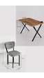 Mutfak Masası 4 Sandalyeli Set 110x70 Cm Modern Masa Takımı Cafe Balkon Ofis Masa Elma 9884 Gri