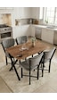 Mutfak Masası 4 Sandalyeli Set 110x70 Cm Modern Masa Takımı Cafe Balkon Ofis Masa Elma 9884 Gri Çok Renkli