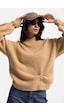 Kadın Vizon W6-111 Oversize Aksesuar Detaylı Tasarım Triko Kazak