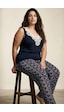 Siyah İnci Desenli Büyük Beden Battal Boy Viskon Örme Pijama Takım 26120973 Lacivert