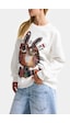 it's basic  Kadın Beyaz W5 Oversize Baskılı %100 Koton Organik Kumaş Sweatshirt