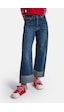 Kadın Koyu Mavi 2w6-5 Relaxed Fit Paça Detaylı Denim Jean