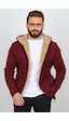 Edwox Erkek İçi Kürklü Kapüşonlu Fermuarlı Triko Hırka Bordo T743 Bordo