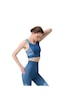 Cottonhill Seamless Sporcu Kalın Askılı Balensiz Kadın Crop Top Büstiyer Turkuaz