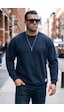 Buratti Regular Fit Bisiklet Yaka Pamuklu Içi Tüylü Yumuşak Şardonlu Erkek Sweat 5905255 Koyu Lacivert
