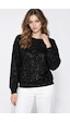 Mevese Yaldız Baskılı Zincirli Ve Fularlı Kadın Oversize Modal Sweatshirt - Siyah