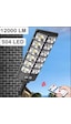 12000 Lümen 504 Led Güneş Enerjili Hareket Sensörlü Kumandalı Bahçe Sokak Garaj Ev Aydınlatma Lambası Işık Siyah