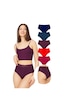 Cottonhill Basic Yüksek Bel Lazer Kesim Bikini Külot 5'li Paket Asorti 1 Çok Renkli