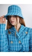 Holly Lolly Tüvit Kumaş Logolu Bucket Tweed Şapka Mavi