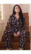 Siyah İnci Desenli Termal Kumaşlı Ultra Soft Yumuşak Büyük Beden Battal Boy Düğmeli Örme Pijama Takımı 26226523 Siyah