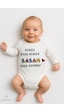 Babyden's Herkes Bıksa Benden, Babam Bana Doyamaz Yazılı %100 Pamuk Zıbın Uzun Kollu Çıtçıtlı Bebek Body Beyaz