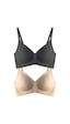 Cottonhill Seamless Bra - Soft Lazer Kesim Balensiz Ayarlanabilir Askılı Dikişsiz Kadın Sütyen 2'li Paket-2 Çok Renkli