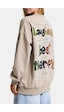 it's basic Kadın Ekru Bej W5 Oversize Baskılı %100 Koton Organik Kumaş Sweatshirt