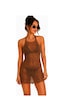 Neden Tekstil Ajurlu Sırt Dekolteli Transparan Beachwear - Mini Plaj Elbisesi - Camel