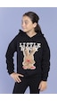 Toontoy Kız Çocuk Tavşan Baskılı Kapüşonlu Sweatshirt Siyah