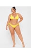 Büyük Beden Geniş Üçgen İpli Boyundan Bağlamalı Kruvaze Kadın Bikini Takım Sarı